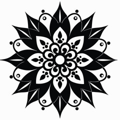 Elegant Black and White Mandala Design Intricate Floral Pattern for Art, Print, and Decor
