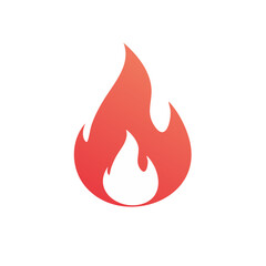 Vibrant flame illustration with gradient colors against dark backdrop. Bright fiery element evoking concepts of heat, passion and energy.