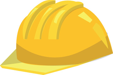 Flat Vector Illustration of a Yellow Construction Safety Hard Hat