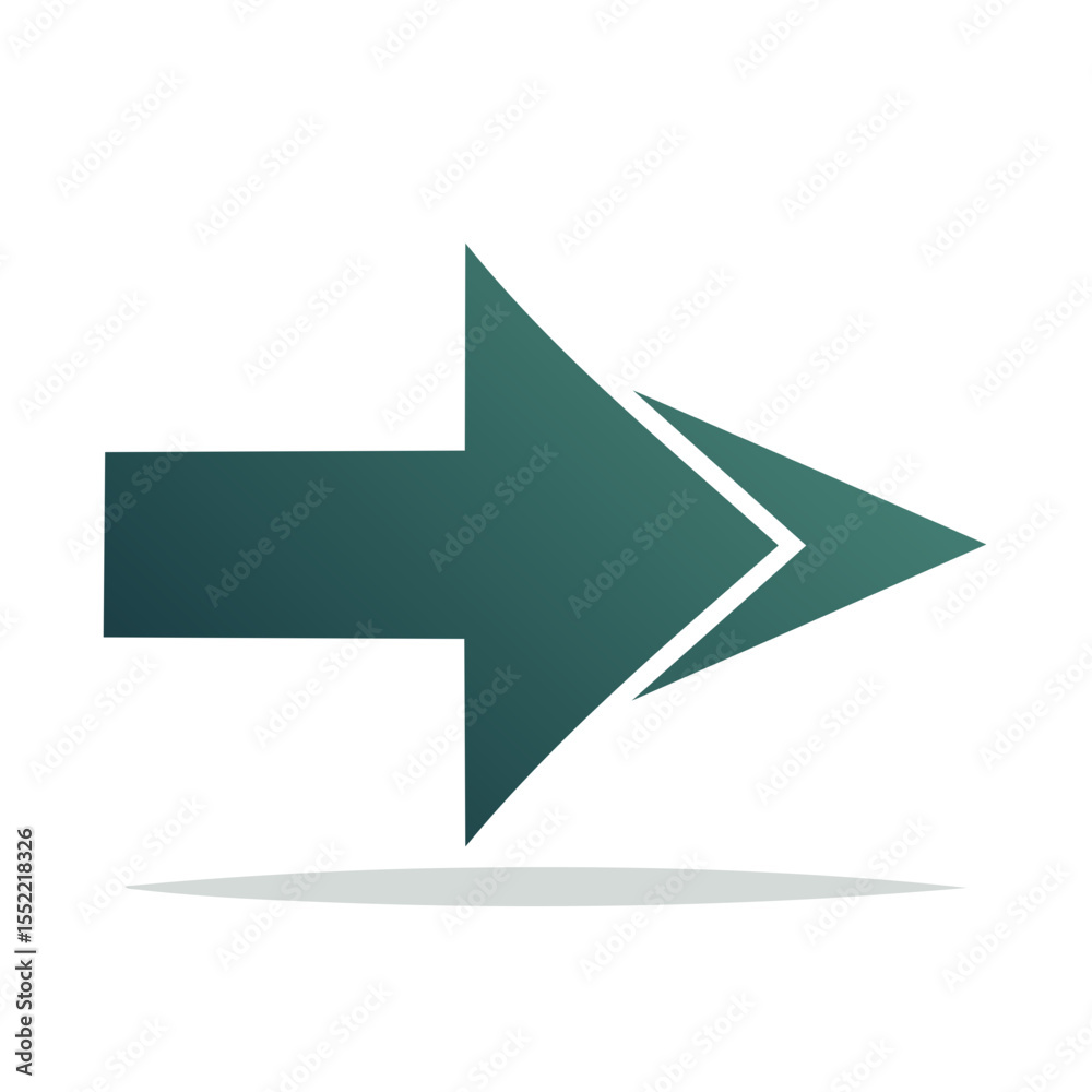Poster arrow directional graphic design element pointing right forward with gradient
