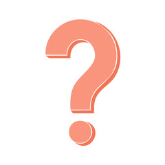 Question Mark Graphic in Coral with Subtle Outline, Isolated on Black Background for Problem Solving Concepts