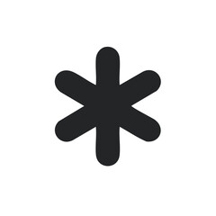 Obraz premium Isolated Dark Gray Rounded Six-Pointed Star or Snowflake Design Element on Black