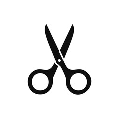 Silhouette of Open Scissors on Black Background, Crafting or Barber Tool