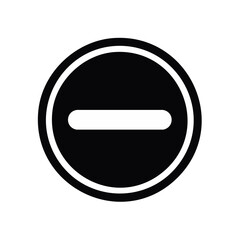White Subtraction Symbol in Black Circle, Negative Representation, Minimalist Design