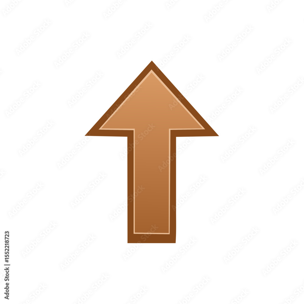 Poster brown pointer arrow design element upward direction on black background minimalist navigation symbol