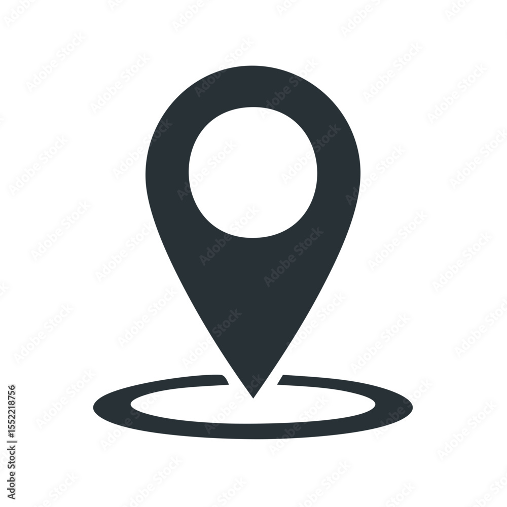 Poster location pointer icon for web design and navigation apps, tracking and cartography with geolocation 