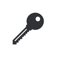 Dark Gray Cut Key Isolated on a Black Background with Round Head