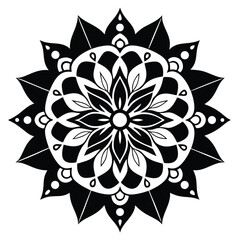Elegant Black and White Mandala Design Intricate Floral Pattern for Art, Print, and Decoration