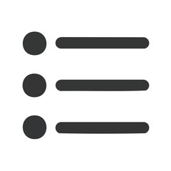 Menu Icon - List with Bullets, Three Line Hamburger Menu, Website Navigation Elements