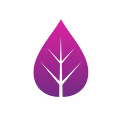 Abstract Purple Leaf Icon on Black Background, Modern Design, Plant Graphic