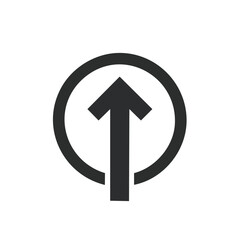 Arrow Pointing Up Inside a Circle on Dark Background Signifying Upload or Navigation