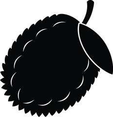 Silhouette of a Durian Fruit A Bold, Black and White Illustration