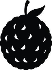 Silhouette of a Raspberry A Black and White Illustration of a Sweet Berry