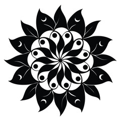Elegant Black and White Floral Mandala Design Perfect for Print, Tattoo, or Digital Art