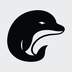 Silhouette dolphin simple logo aquatic mammal marine animal Vector illustration