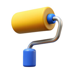 3d render of a paint roller isolated on transparent background