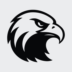 Silhouette eagle head aggressive mascot side view Vector illustration