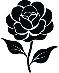 Elegant Black and White Rose Illustration Simple Floral Design for Print and Digital Use