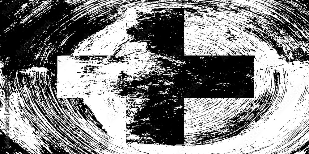 Poster seamless plus sign with halftone distortion for grunge design texture