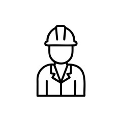 Obraz premium Line drawing of a construction worker wearing a hard hat and jacket on background