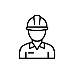 And outline of a construction worker wearing a hard hat and shirt on a background