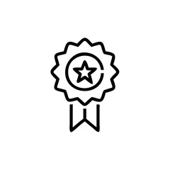 And handdrawn award badge with a star inside a circle and ribbon vector