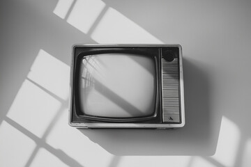 Retro television with blank screen, an old vintage display of communication technology