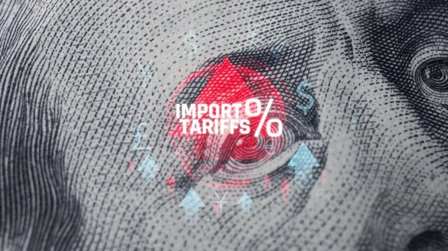Detailed Focus on Import Tariffs and Taxation Effects on Economy with Eye-Catching Visual Elements. Consignment.
