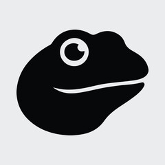 Silhouette frog head minimalistic amphibian profile graphic Vector illustration