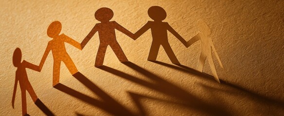 The paper chain figures representing unity and connection through shadows and light.