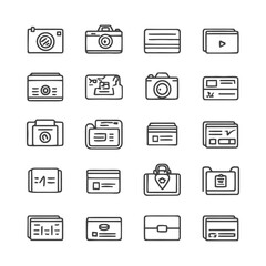 Collection of Minimalist Line Art Icons: Travel, Finance, and Technology