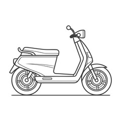 Minimalist Line Art: Sleek Modern Scooter Design on White Background