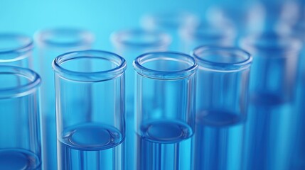 Close-up view of multiple test tubes filled with liquid.