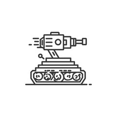 Minimalist Tank Icon: Bold Outline, Military Vehicle, Modern Design