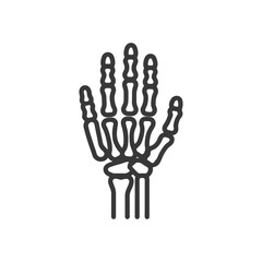 Obraz premium Anatomical Hand Skeleton Outline: Medical Illustration on White Background