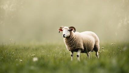 Naklejka premium A sheep in the meadow