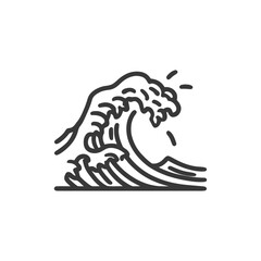 Fototapeta premium Stylized Ocean Wave Icon with Bold Lines and Dynamic Splash Elements