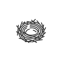 Fototapeta premium Minimalist Bird Nest Icon: Simple Line Art Design on White Background