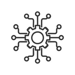 Obraz premium Gear and Circuitry: A Modern Technology Icon on White Background