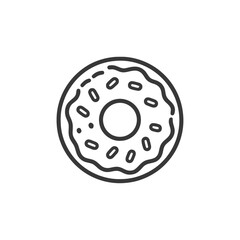 Obraz premium Minimalist Donut Icon with Sprinkles, Outline Style, Isolated on White
