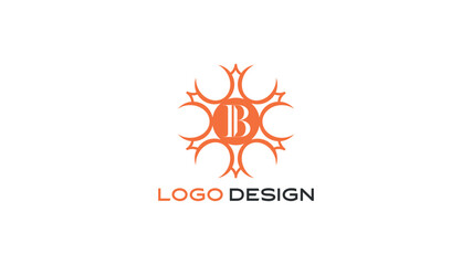 Creative BBC monogram logo with ornamental sunburst design in orange, ideal for artistic branding, cultural organizations, or decorative logos