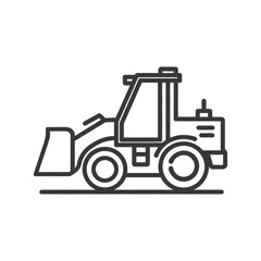 Naklejka premium Minimalist Skid Steer Loader Icon, Construction Equipment Outline, Vector Illustration