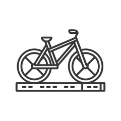 Minimalist Bicycle Icon on Loading Bar, Black Outline