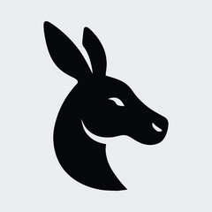 Silhouette kangaroo head profile simple logo animal mammal Vector illustration