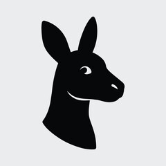 Naklejka premium Silhouette kangaroo head simple animal profile logo Vector illustration
