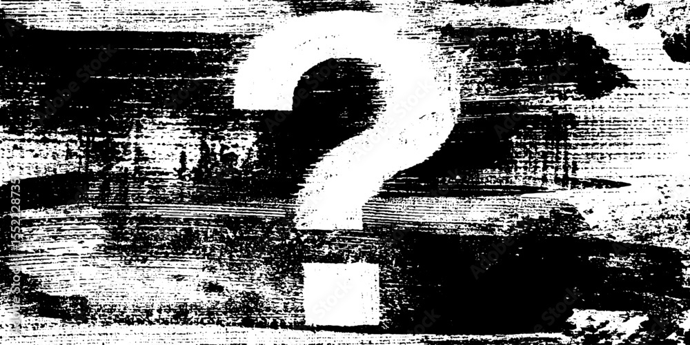 Poster grunge question mark icon with brush smear for unique background design