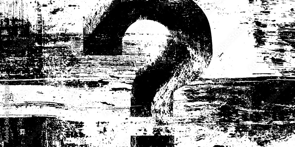 Poster grunge question mark icon with seamless brush smear for creative overlay design