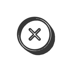 Obraz premium Grunge Style Cross Mark in Circle, Black and White Icon