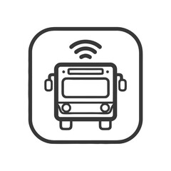 Smart Bus Icon: Connected Public Transportation Symbol in Rounded Square Frame
