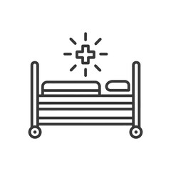 Fototapeta premium Hospital Bed Icon with Medical Cross Symbol, Healthcare Illustration